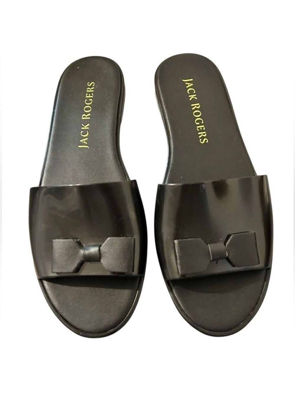 Jack Rogers Patricia Bow Accent Jelly Slides Black Size 8 Worn Once